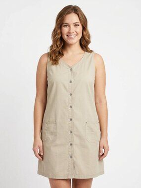 Unbranded Women's Light Tan Sleeveless Snap Front Mini Denim Dress Size L